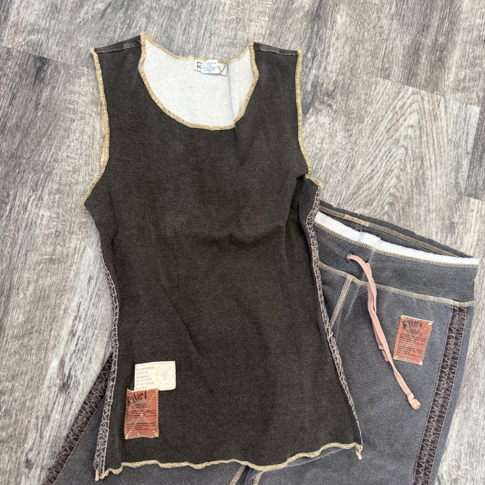 RILEY VINTAGE CLOTHING Brown Top and Bottom L Cotton - Picture 3 of 7